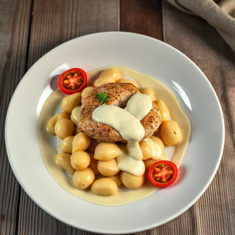 Gnocchi mit Hähnchen und Tomaten - Sahnesauce - Bild 1