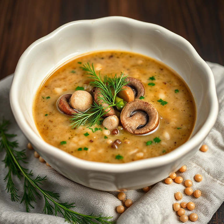 Russische Steinpilzsuppe mit Graupen und Dill - Bild 2