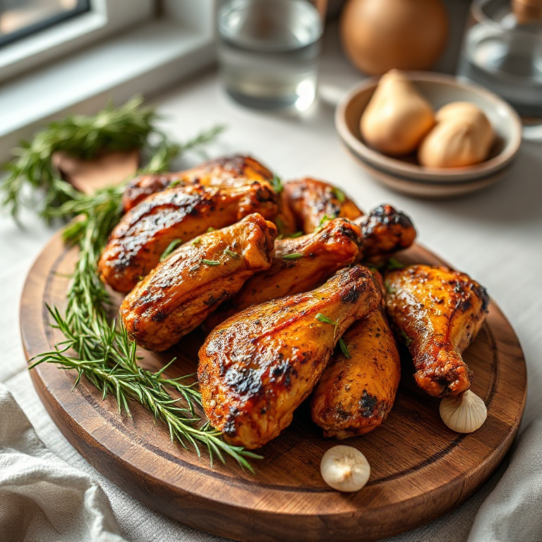 Gegrillte Hähnchenflügel in Knoblauch - Honig - Marinade - Bild 1