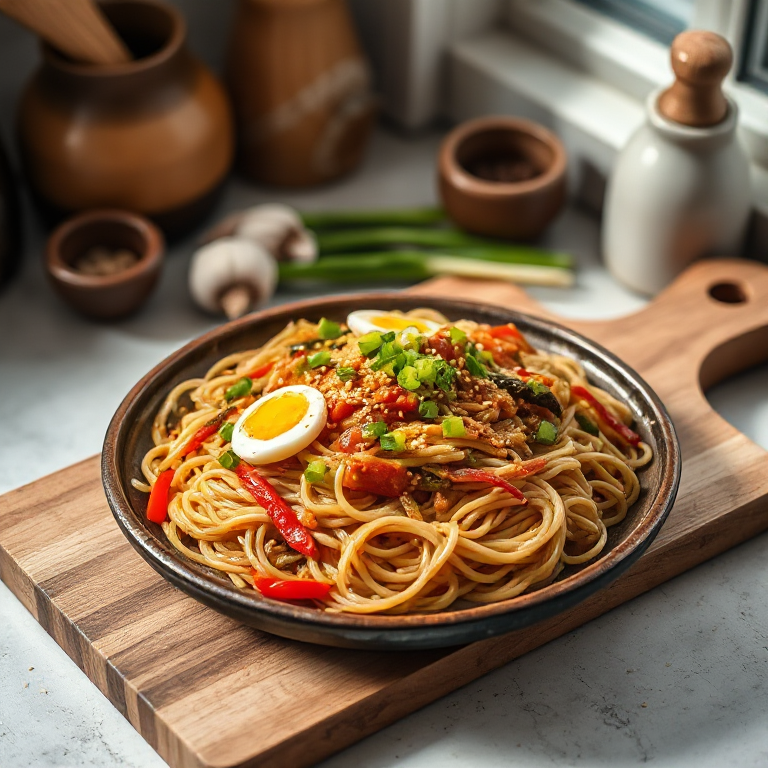 Chinesische Gemüse - Nudelpfanne - Bild 1