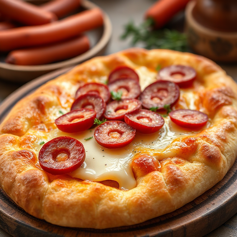 Türkische Pide mit Käse und Sucuk - Bild 1