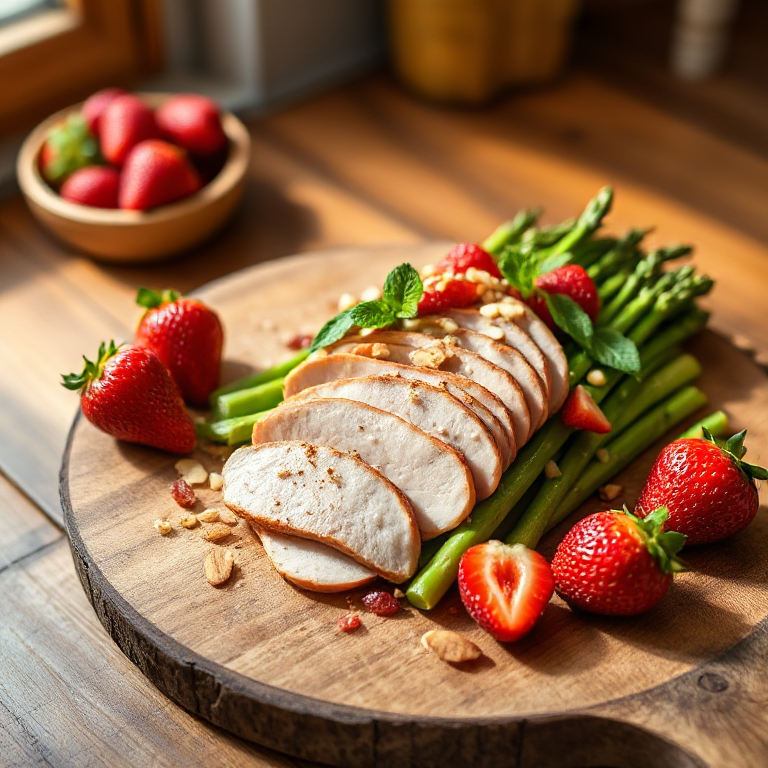 Spargel mit Erdbeeren und Entenbrust - Bild 1