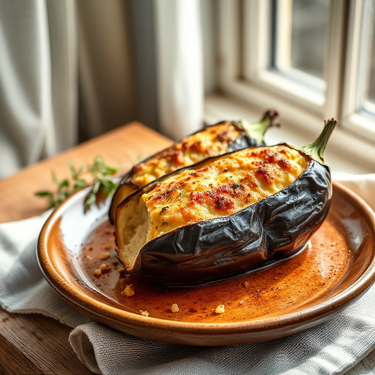 Gefüllte Auberginen mit Schafskäse überbacken - Bild 1