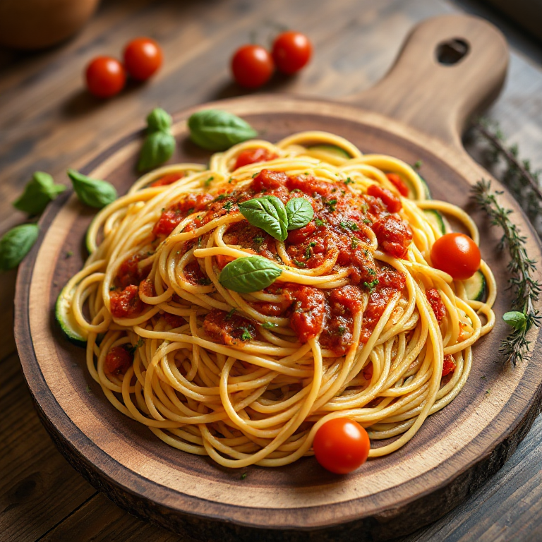 Spaghetti mediterran mit Zucchini und Tomaten - Bild 1
