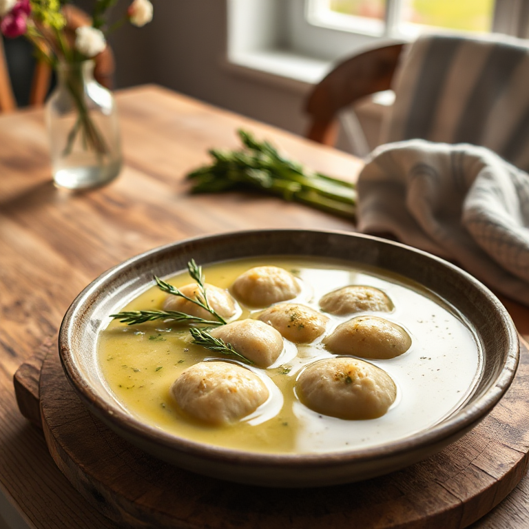 Klare Spargelsuppe mit Grießklößchen - Bild 1